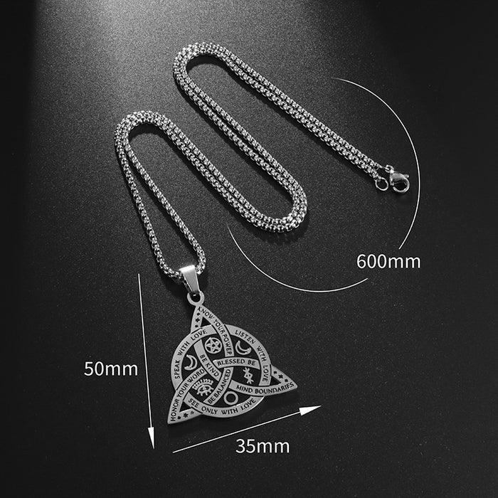 Wholesale stainless steel Celtic retro Triangle pendant star Moon fan Men Necklaces