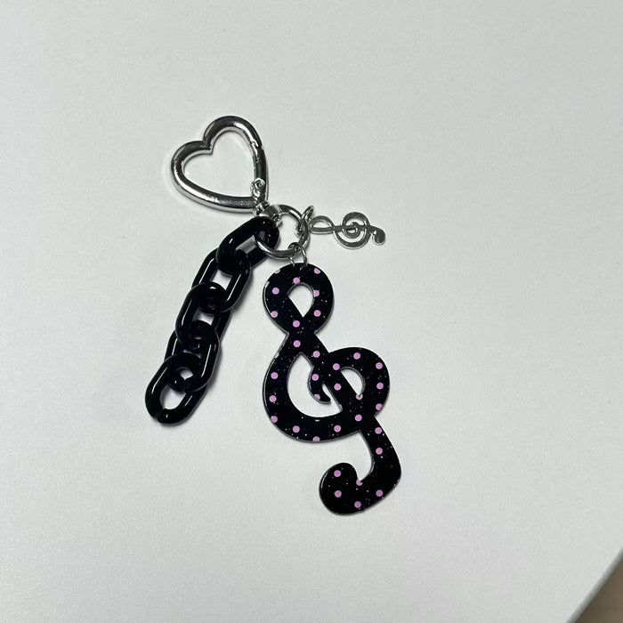 Wholesale Polka dot striped musical note star keychain