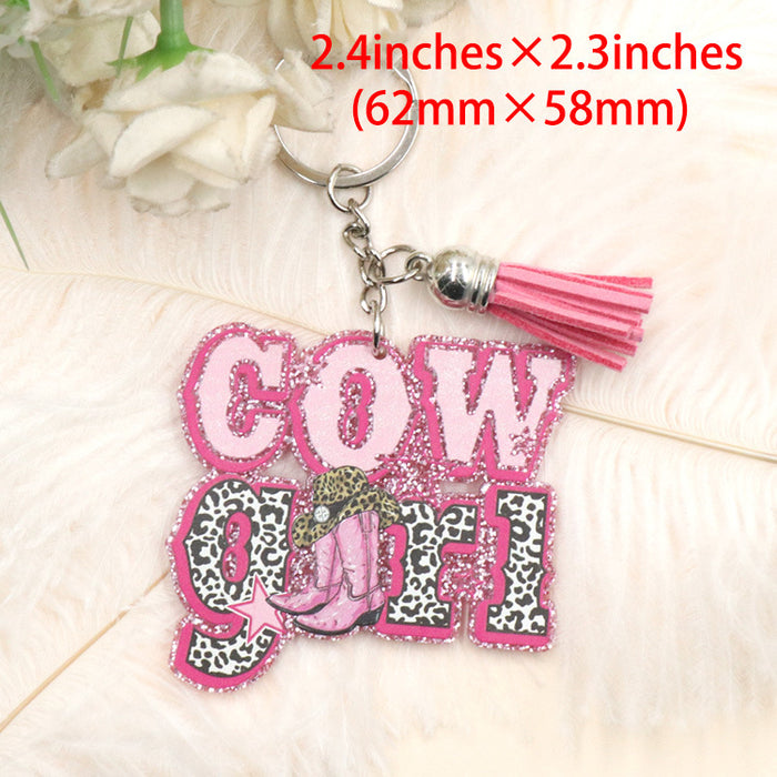 Wholesale Western Style Letters Acrylic Keychain JDC-KC-XYan003