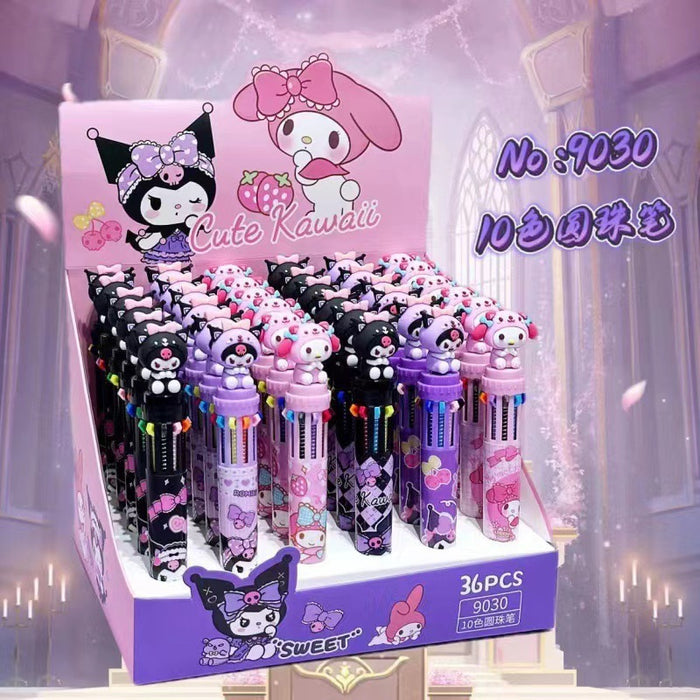 Wholesale 36pcs Halloween Soft Rubber Grip 10-Color Ballpoint Pen Set Cartoon Design
