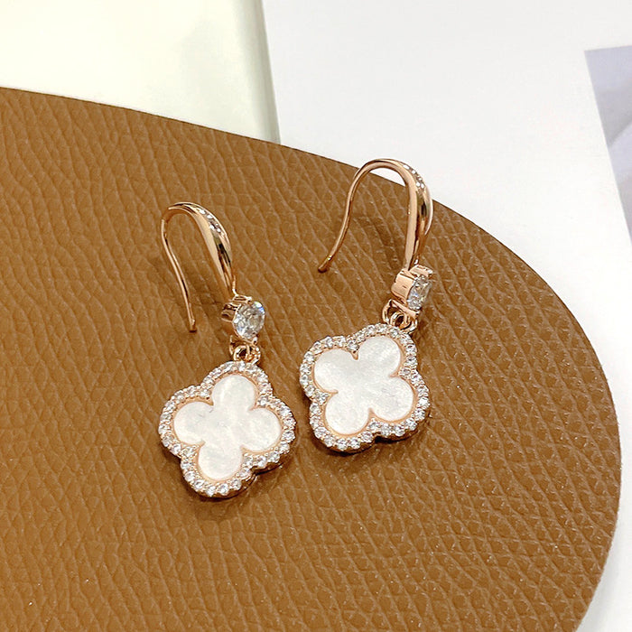 Wholesale Copper Leaf Flower Pendant Earrings JDC-ES-Longt003