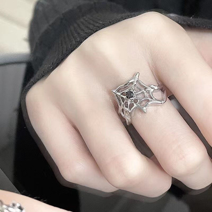 Wholesale black gem Spider nail ring cold style open  ring
