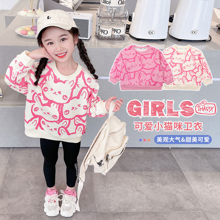 Wholesale Girls Long-sleeved Sweatshirts Bottoming Shirts New Cartoon Trendy Children's T-shirts Spring and Autumn Tops JDC-CTS-QNE008