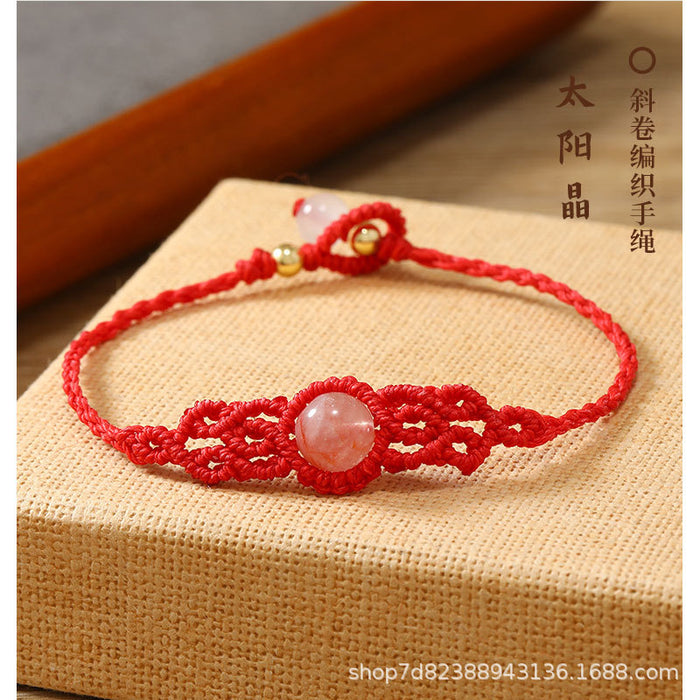 Wholesale Simple Geometric Design Handmade Natural Stone And Gold Plated Beaded Bracelet Adjustable Waxed Cord Women S Fashion Accessory Gift