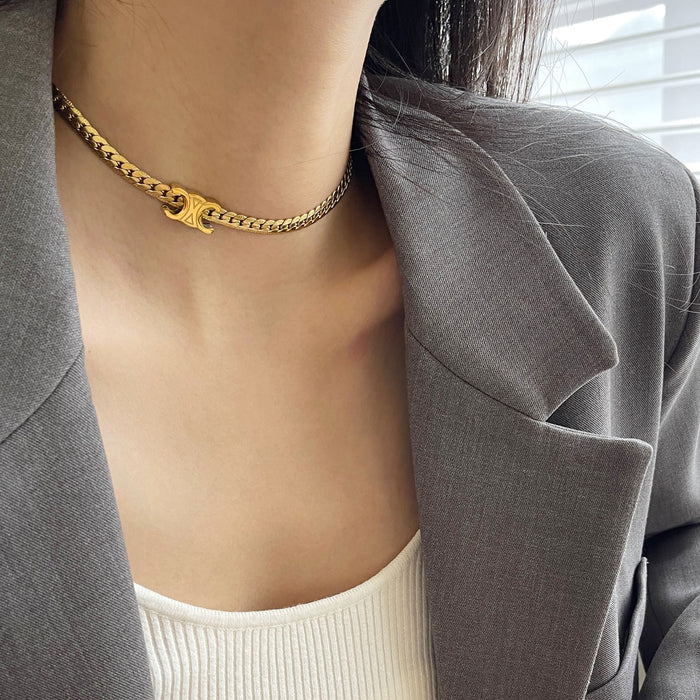 Wholesale Necklace temperament with zirconia gold European and American style collarbone chain bracelet necklace for female niche