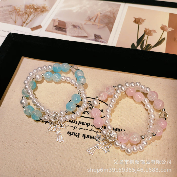 Wholesale Glass Bead Meteor Dreamcatcher Double Circle Bracelet Trendy Jewelry Accessory