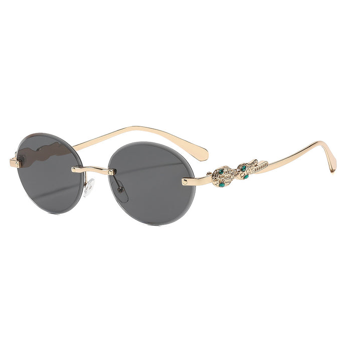 Wholesale Oval Frameless Retro Hip Hop Sunglasses for Travel Outdoor Trendy