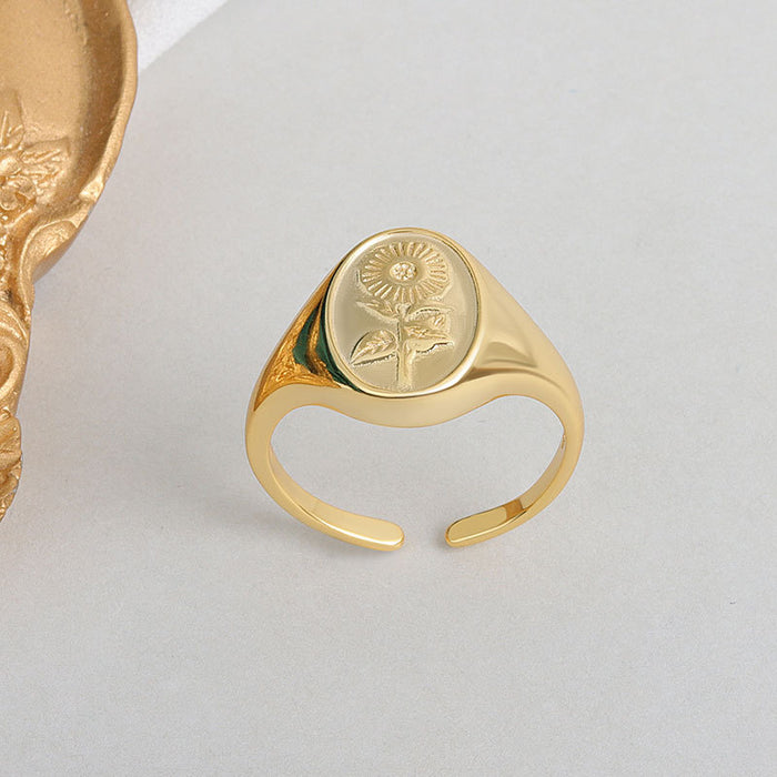 Wholesale Sunflower Ring Women S Chic Adjustable Flower Jewelry Accessory Fashion Gift For Boutique Resale