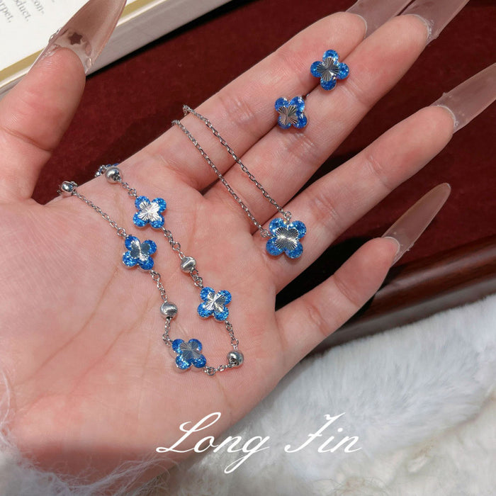 Wholesale Women's Four-Leaf Clover choker necklace Bracelet Earrings Set