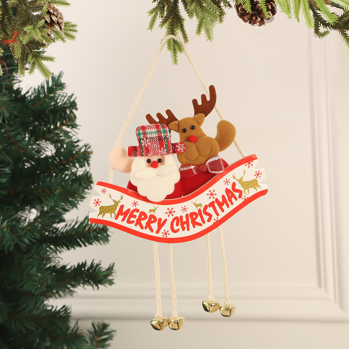 Wholesale Christmas Pendant Cute Cartoon Santa Elk Decorations Christmas Tree Bell Pendant