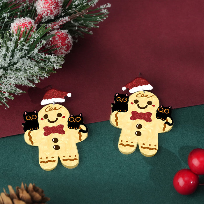 Wholesale Acrylic Christmas Tree Hat Stocking Elk Earrings