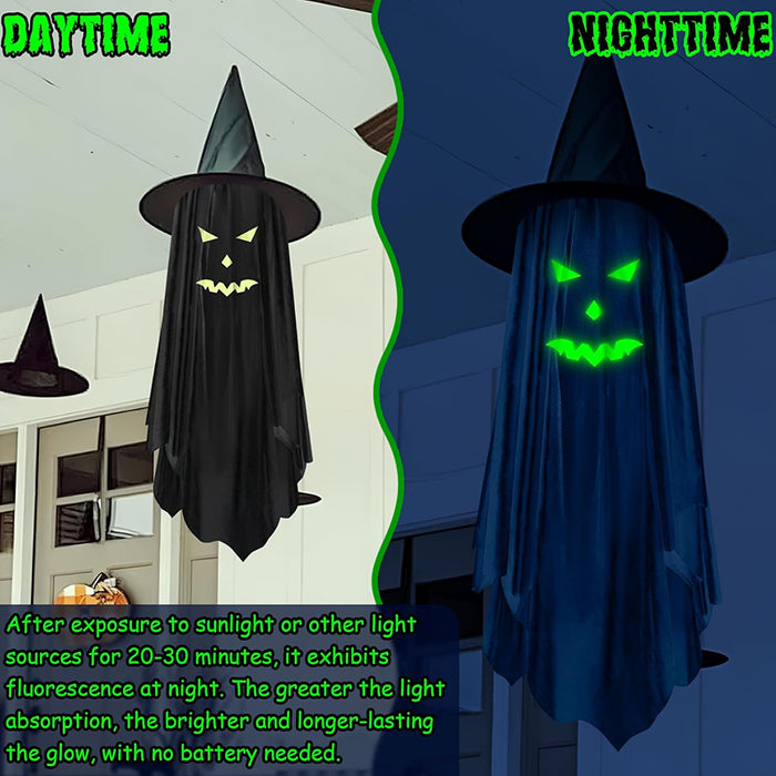 Wholesale  Glow In The Dark Ghost Wizard Hat Decorative Accent For Outdoor Scene Decor