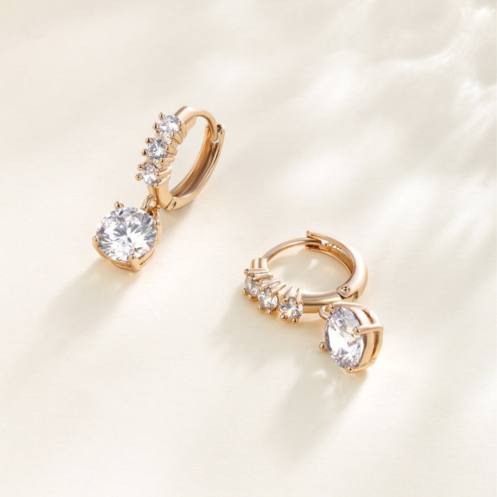 Wholesale copper alloy gold-plated six-claw zircon tassel earrings  temperament earrings for women