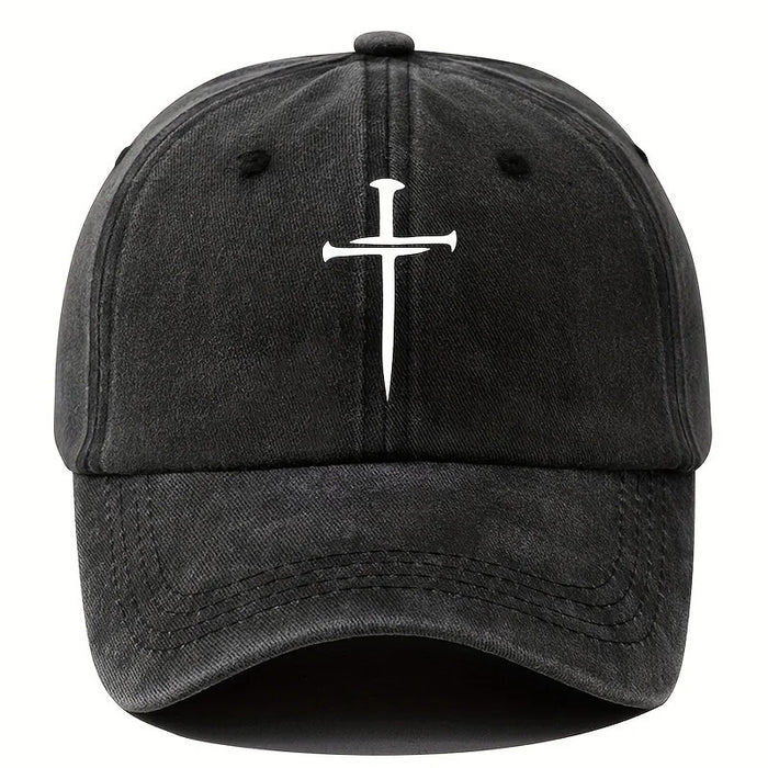 Wholesale Cross Print Vintage Baseball Cap Stylish Distressed Peaked Cap For Summer Casual