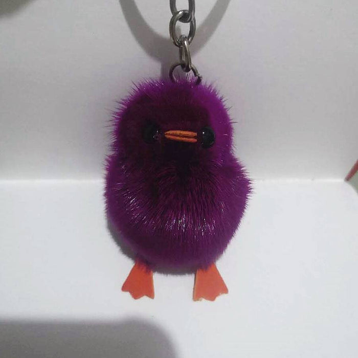 Wholesale Mini Mink Fur Yellow Duck Car Keychain JDC-KC-HaoQ002