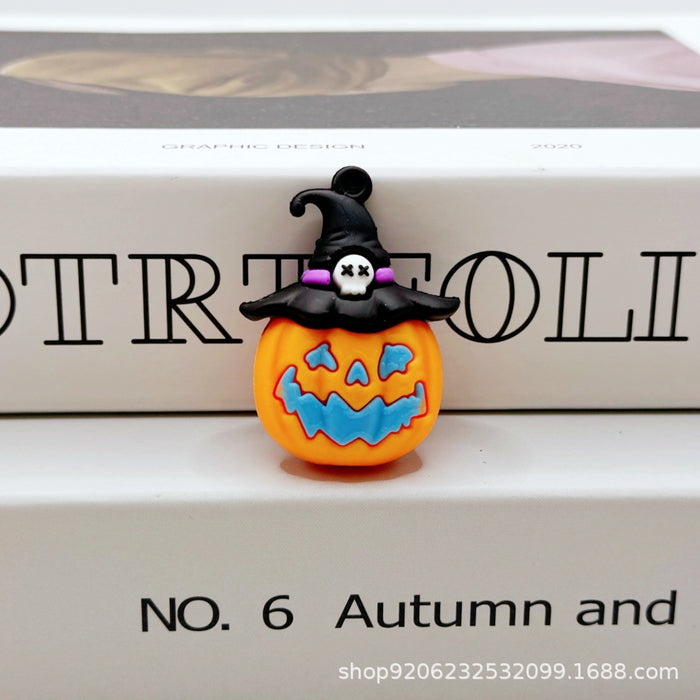 Wholesale Halloween Pumpkin Ghost Keychain Charm Soft Glue Bag Charm Gift MOQ≥2