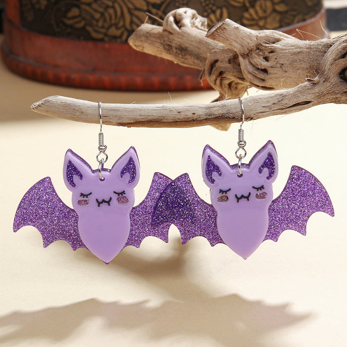 Wholesale Bat Earrings Creative Glitter Handmade DIY  Party Acrylic Pendant Earrings