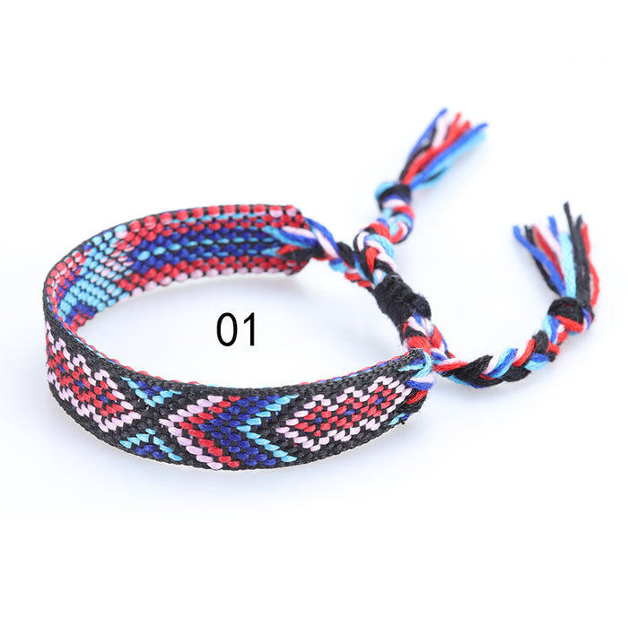 Wholesale of New Nepalese Fabric Ethnic Style Woven Colorful Tassel Bracelet JDC-BT-YiYe005