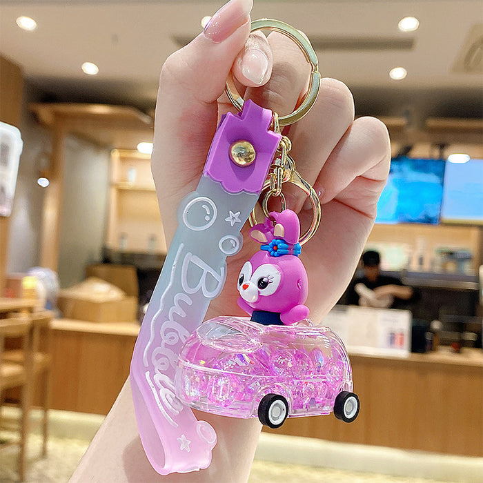 Wholesale Cute Donut Design Crystal Sand Floating Keychain Acrylic Accessory