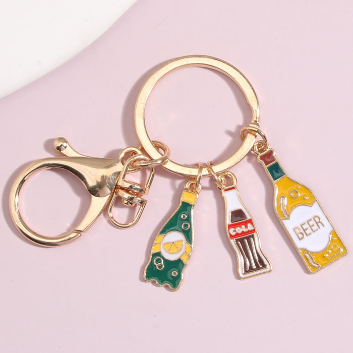 Wholesale Red Wine Beer Drip Oil Alloy Keychain JDC-KC-JinZ016