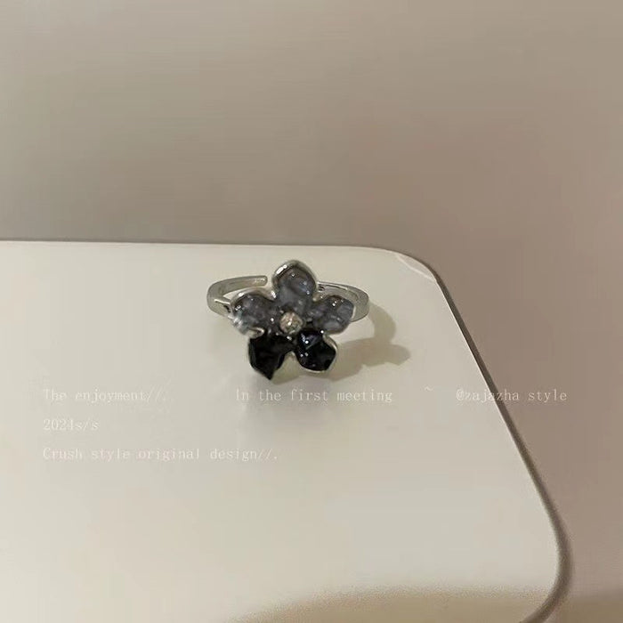 Wholesale Gradient color gravel flower pearl open ring all-match ring