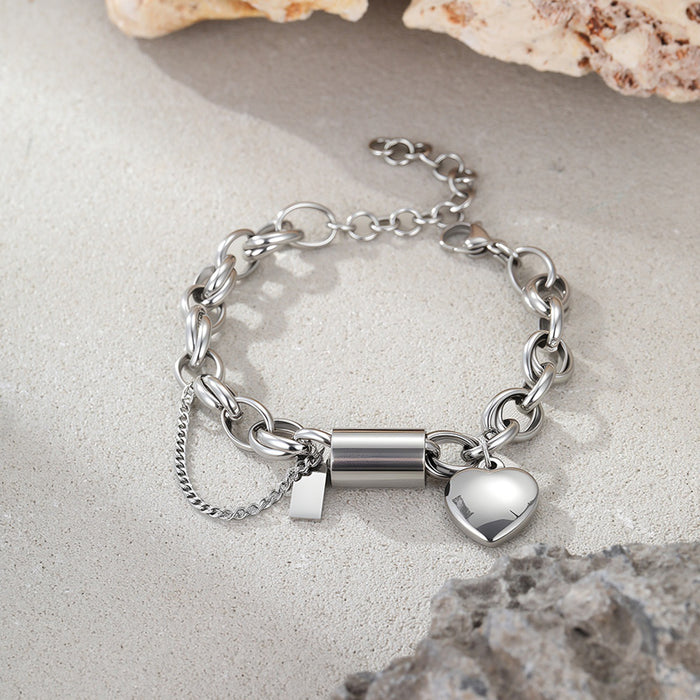 Wholesale Heart-shaped pendant chain stainless steel bracelet