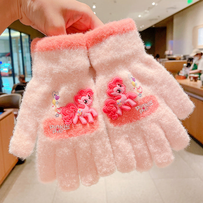 Wholesale New Children's Gloves Winter Plus Velvet Thickened Half Finger Gloves Winter Warm Artifact My Little Pony JDC-GS-Zaix003