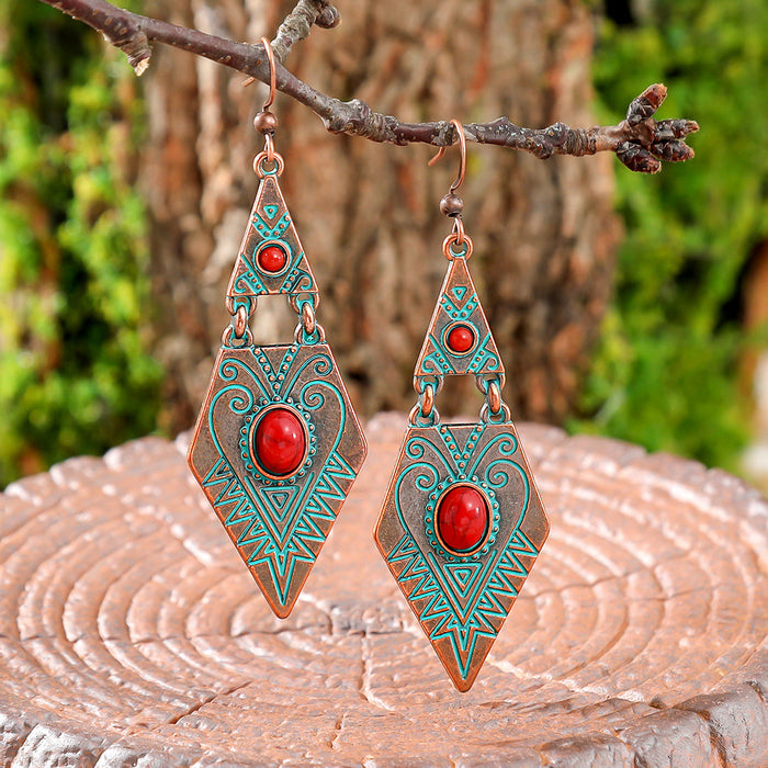 Wholesale Ancient Silver Zinc Alloy Bohemian Triangle Earrings Geometric Retro Fashion Accessory MOQ≥2
