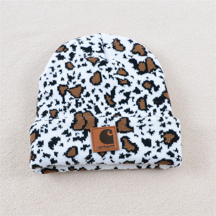 Wholesale Cow Pattern Knitted Hat Double Layer Folded Beanie JDC-HT-KuT001