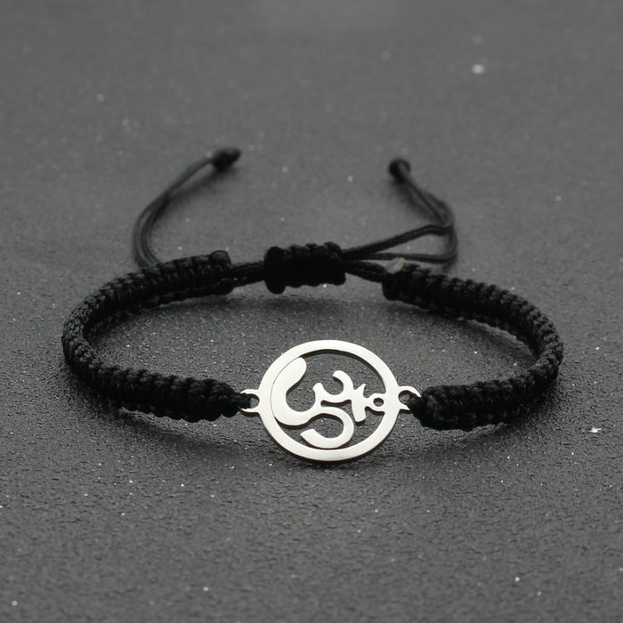 Wholesale  jewelry stainless steel round OM bracelet hand-woven adjustable hand rope