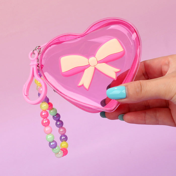 Wholesale Trendy Transparent Pink PVC Coin Purse Candy Style Wedding Favor Decorative Car Key Accessory For Resale
