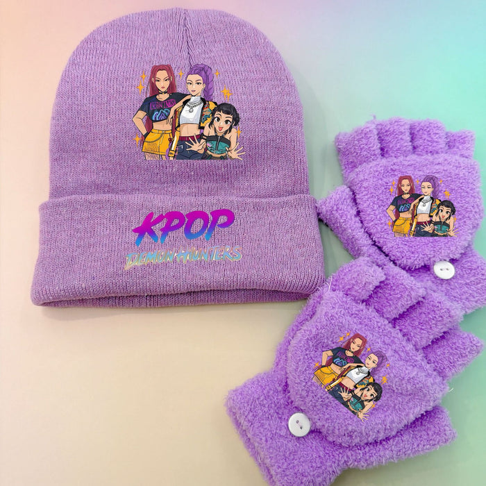 Wholesale Printed knit hat and warm knitted gloves