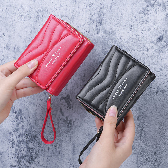 Wholesale Stylish Women' s PU Leather Card Holder Wallet Solid Black