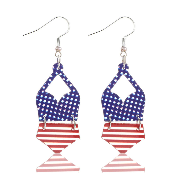 Wholesale Bikini Shape Striped Earrings US Independence Day Earrings Women Earrings