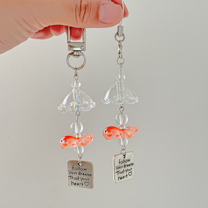 Wholesale Goldfish Beaded Pendant Chimes Mobile Phone Chain Cute Bag Hanging Ornaments