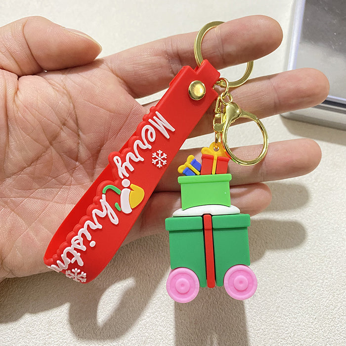 Wholesale Santa Snowman Keychain Car Bag Christmas Snowman Keychain Doll Machine Pendant Small Gift