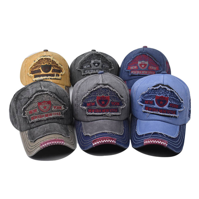 Wholesale Washed old embroidered baseball cap, outdoor five pointed star duckbill cap