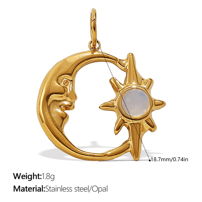 Wholesale Sun and Moon Element Stainless Steel Gold-Plated Pendant