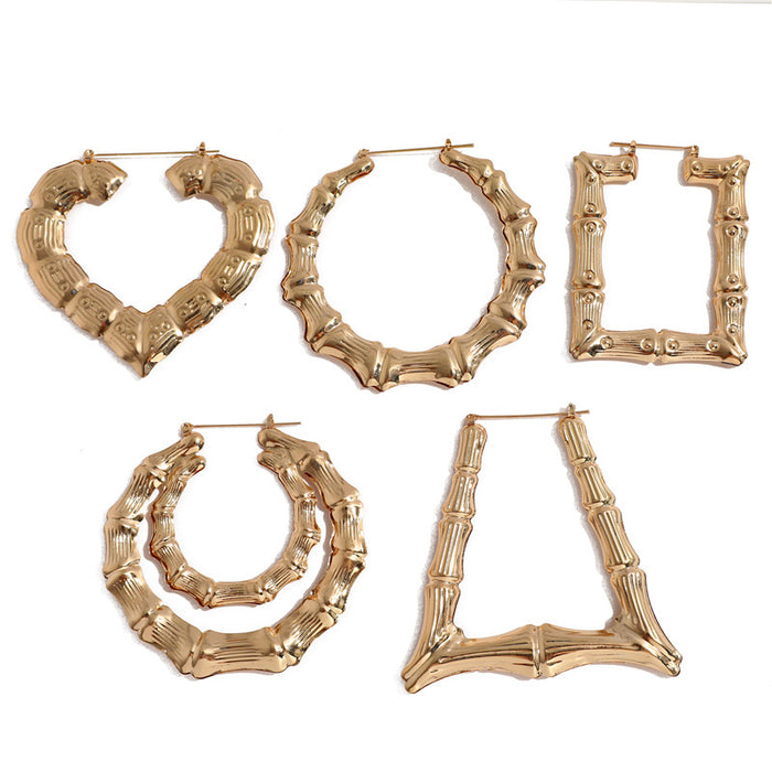 Wholesale Oversized patterned earrings with exaggerated golden circle earrings
