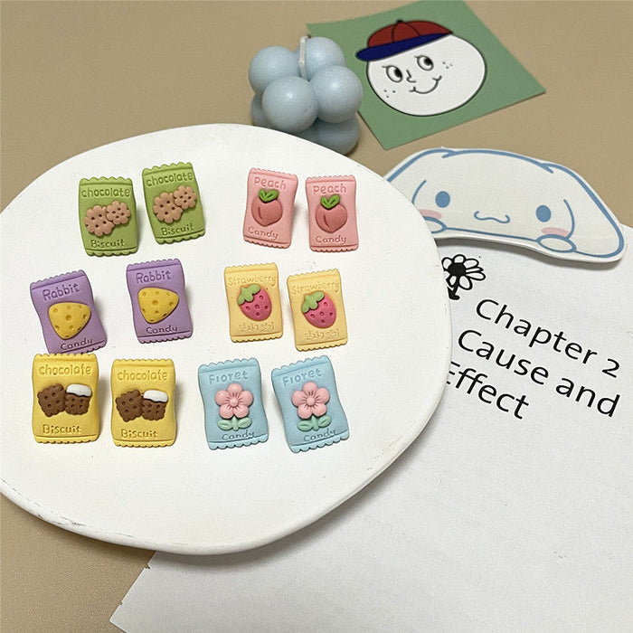 Wholesale Resin Earrings Simple Cartoon Candy Shape (S) JDC-ES-shier006