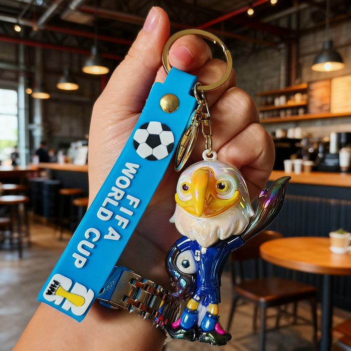 Wholesale World Cup themed electroplated silicone keychains