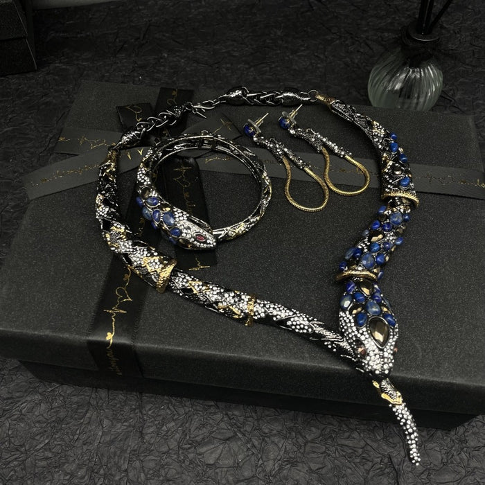 Wholesale Stereo Snake Full Diamond Copper Plated Gold Necklace Bracelet