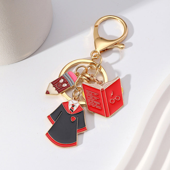 Wholesale Graduation Season College Uniform Book Badge Alloy Keychain JDC-KC-HuiWen013