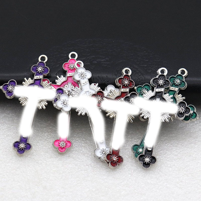 Wholesale Alloy Diamond DIY Cross Pendant Accessories JDC-DIY-ShuangN003