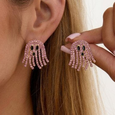Wholesale Trendy Ghost Tassel Earrings Colorful Diamond  Party Jewelry Accessory