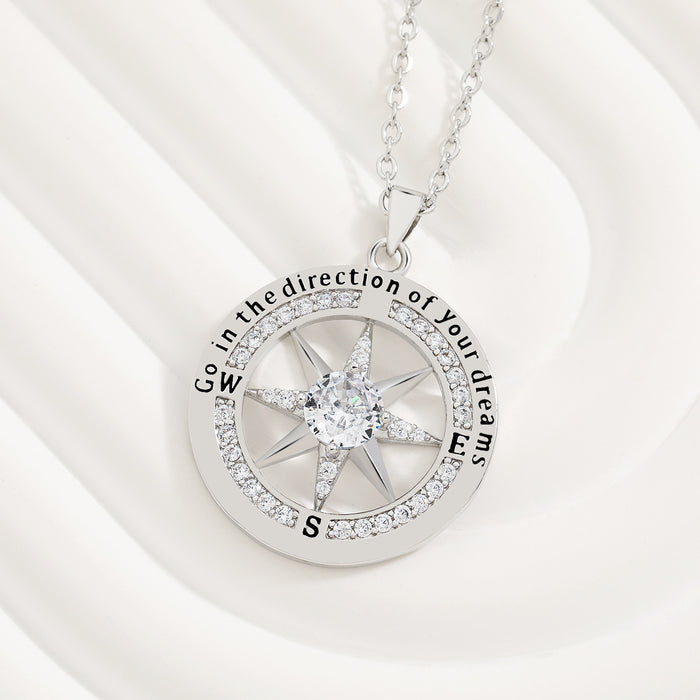 Wholesale Compass English pendant, niche octagonal star compass necklace