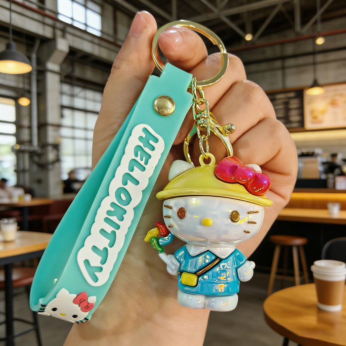 Wholesale Electroplated cartoon cat silicone keychains