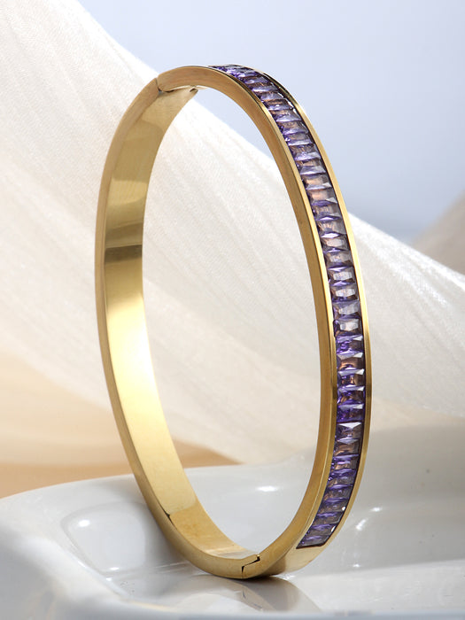 Wholesale Stainless steel bracelet with half-circle full diamond clasp