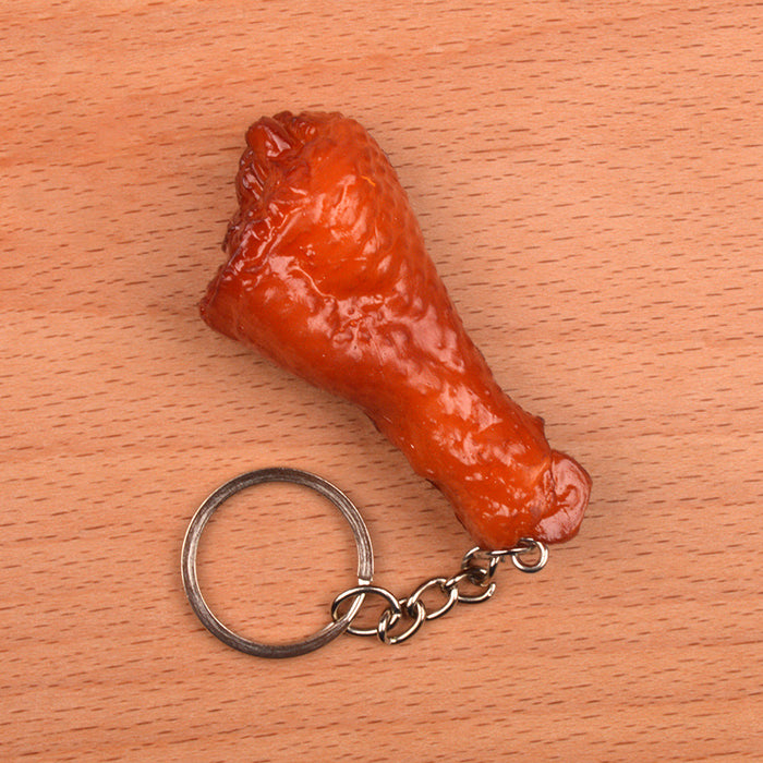 Wholesale PVC Simulated Food Keychain Realistic Chicken Leg Wings Braised Pork Design Chic Bag Charm For Car Keys MOQ≥5