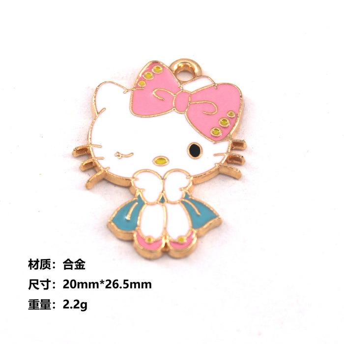 Wholesale 10pcs jewelry alloy cartoon  cat collection Princess earrings pendant necklace bracelet accessories cute keychain